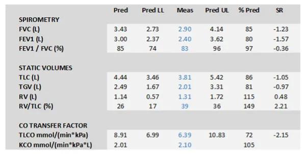 Figure 1. Typical pulmonary function tests in IPAH